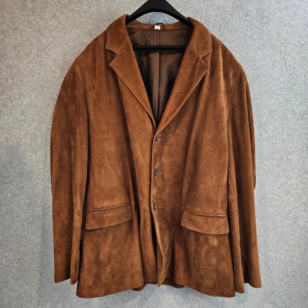 MARSHALL FIELDS | Mens Brown Suede Leather Blazer Jacket 46R Vintage